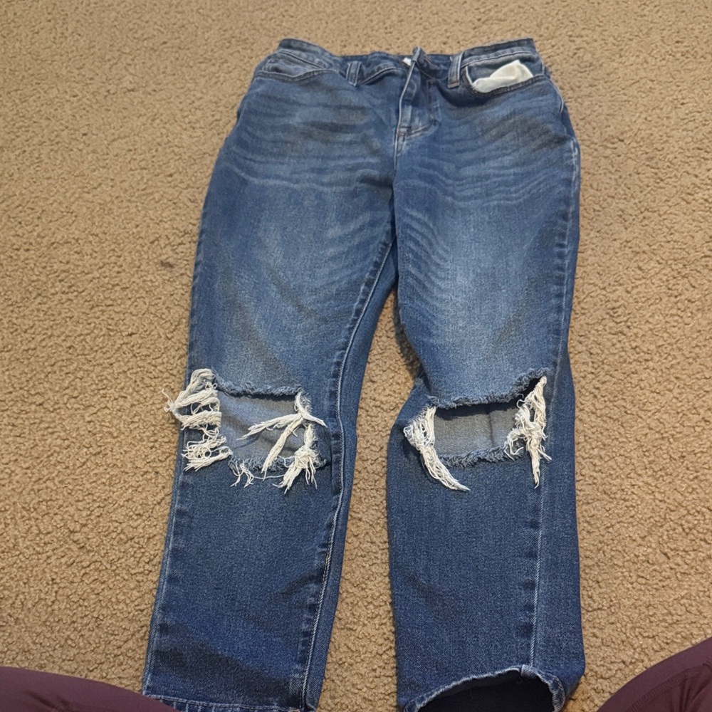 No Boundaries Blue Distressed Boyfriend Jeans